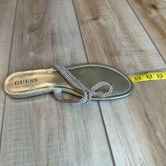 Guess Women's Gold - Rhinestone - Beaded Flat Sandals Size 8/12 - Picture 8 of 11
